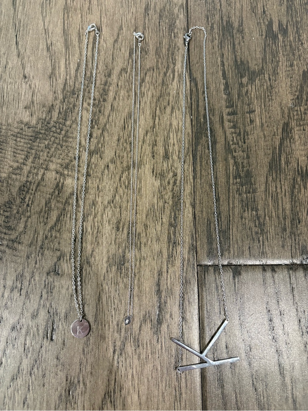 Silver Initial K Necklaces